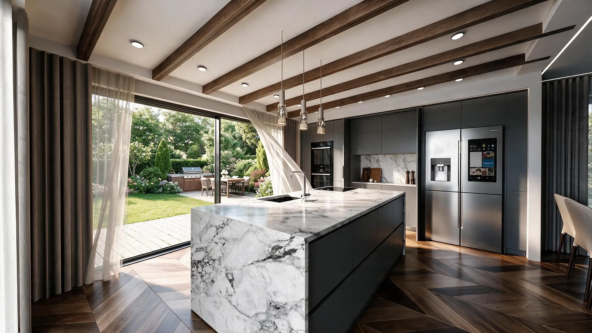 Contemporary Residence — Germany kitchen opening towards the garden
